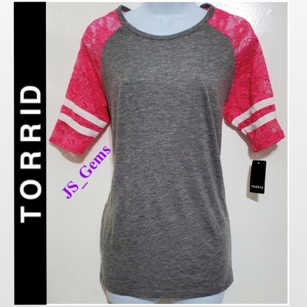 New Grey, Pink, & White Raglan Top